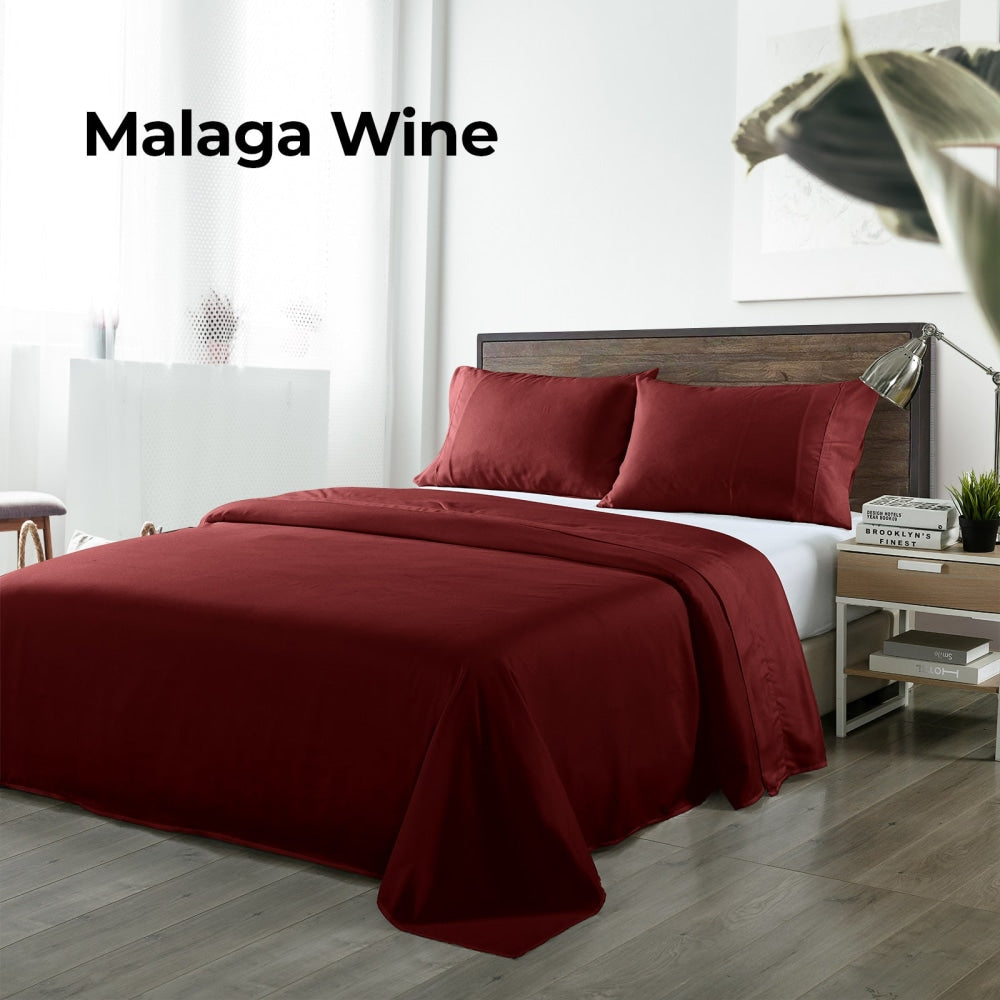 Royal Comfort Blended Bamboo Sheet Set Malaga Wine - King Bed Fast shipping On sale