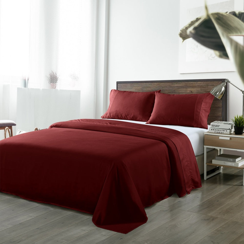 Royal Comfort Blended Bamboo Sheet Set Malaga Wine - Queen Bed Fast shipping On sale