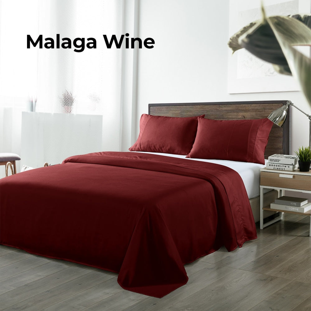 Royal Comfort Blended Bamboo Sheet Set Malaga Wine - Queen Bed Fast shipping On sale