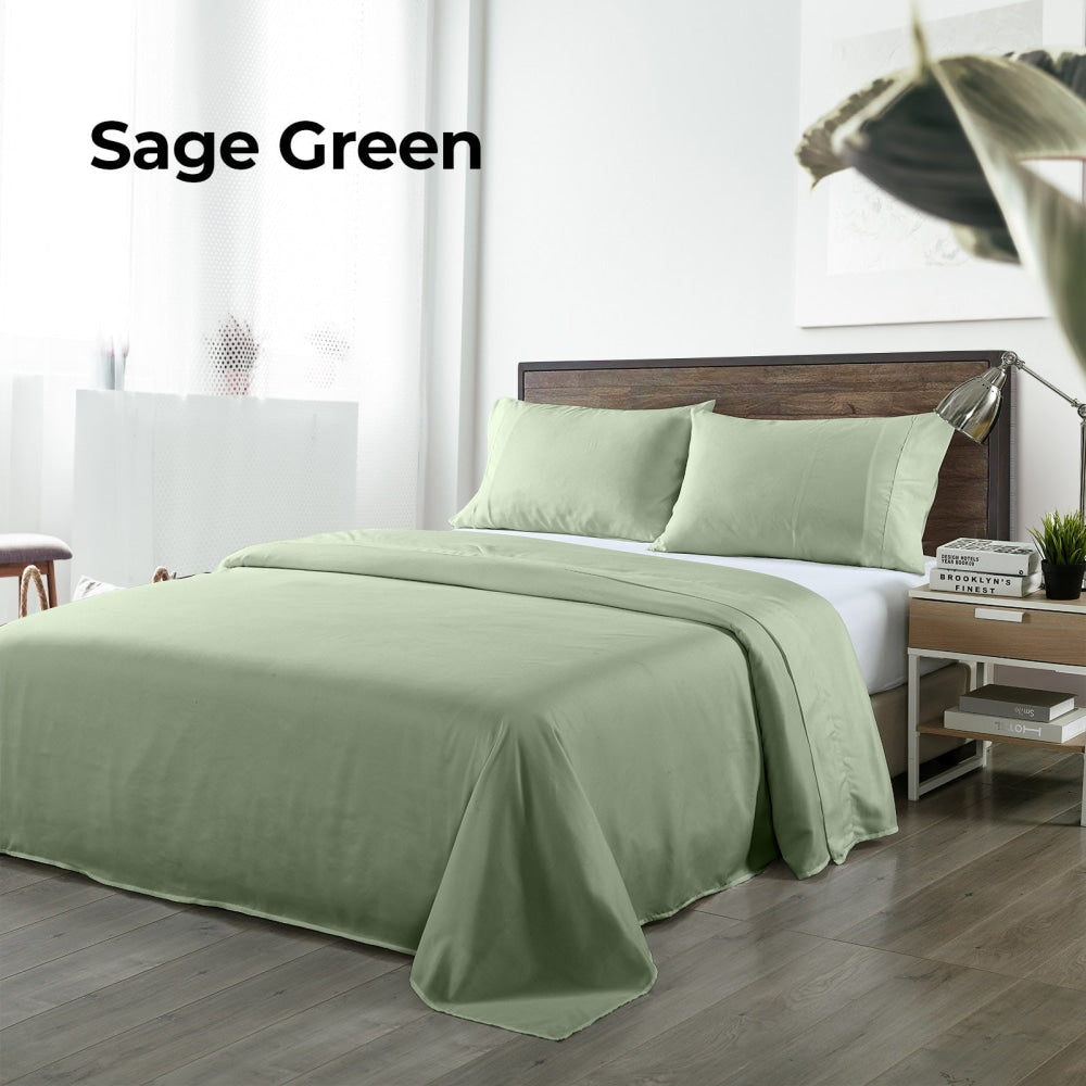 Royal Comfort Blended Bamboo Sheet Set Sage Green - Queen Bed Fast shipping On sale