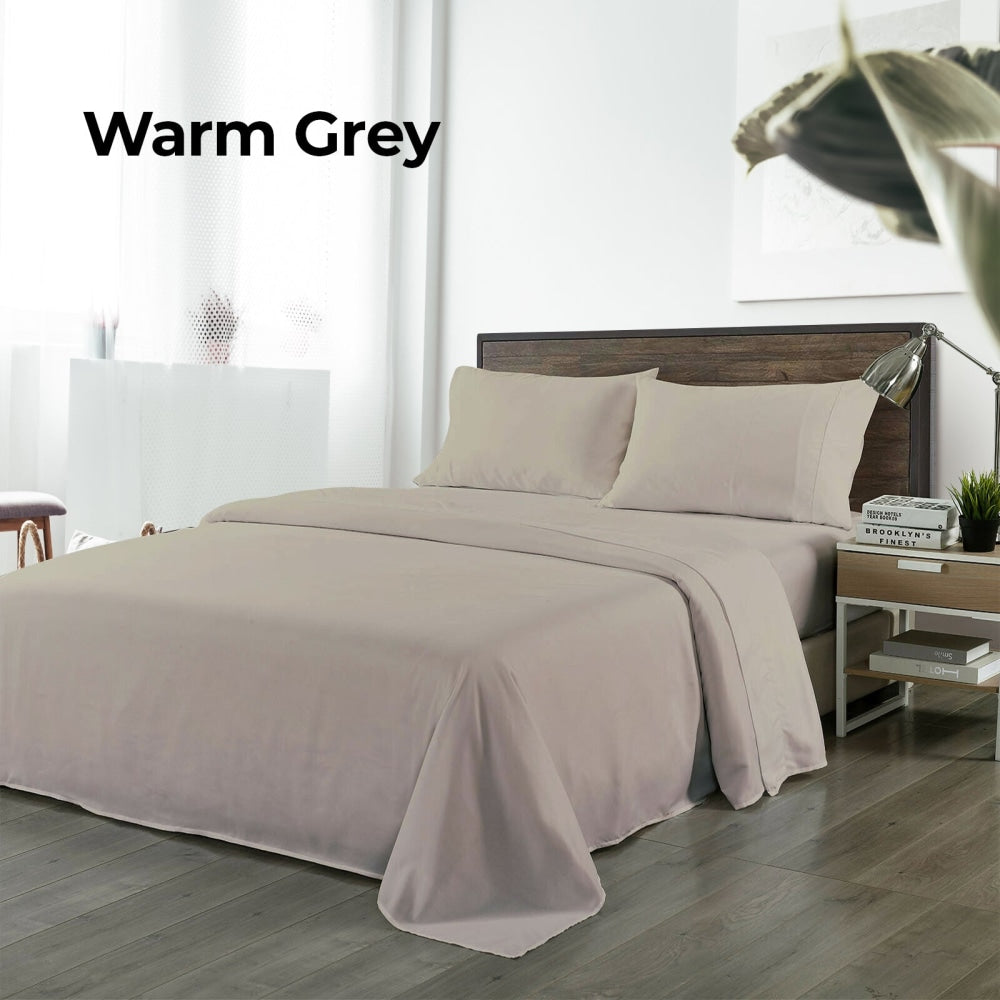 Royal Comfort Blended Bamboo Sheet Set Warm Grey - Double Bed Fast shipping On sale