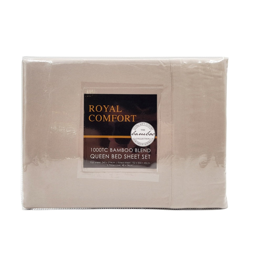 Royal Comfort Blended Bamboo Sheet Set Warm Grey - Queen Bed Fast shipping On sale