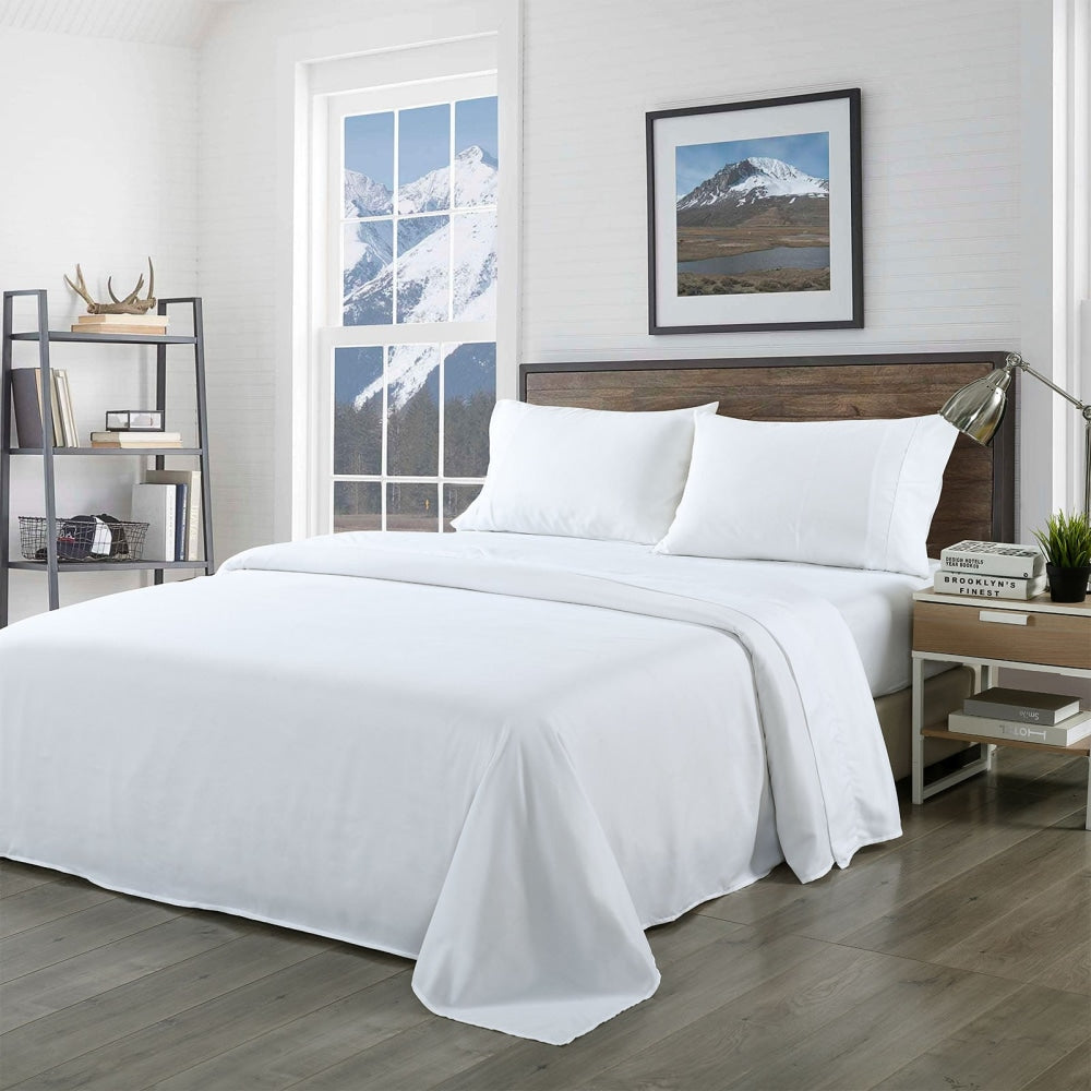 Royal Comfort Blended Bamboo Sheet Set White - Double Bed Fast shipping On sale