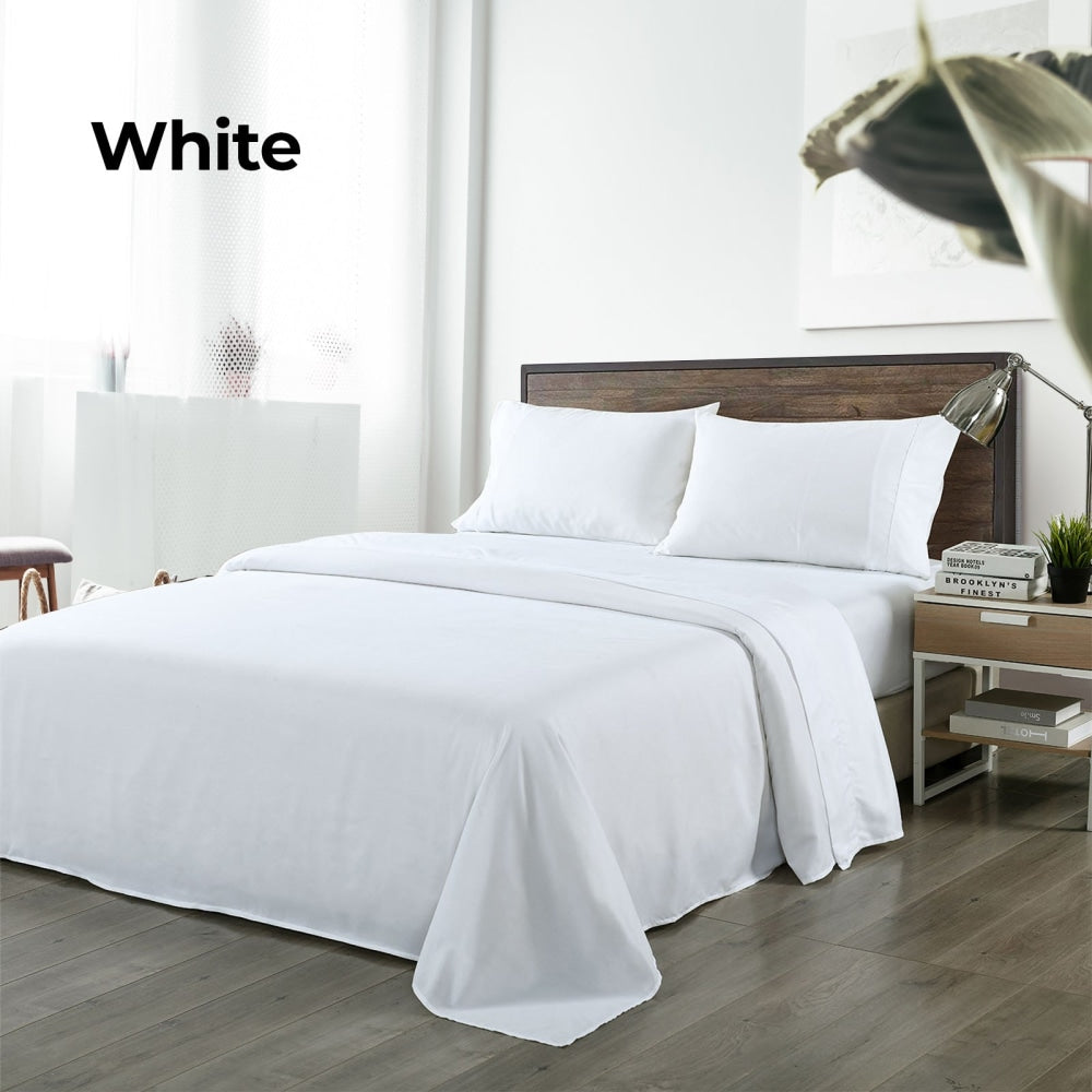 Royal Comfort Blended Bamboo Sheet Set White - Double Bed Fast shipping On sale