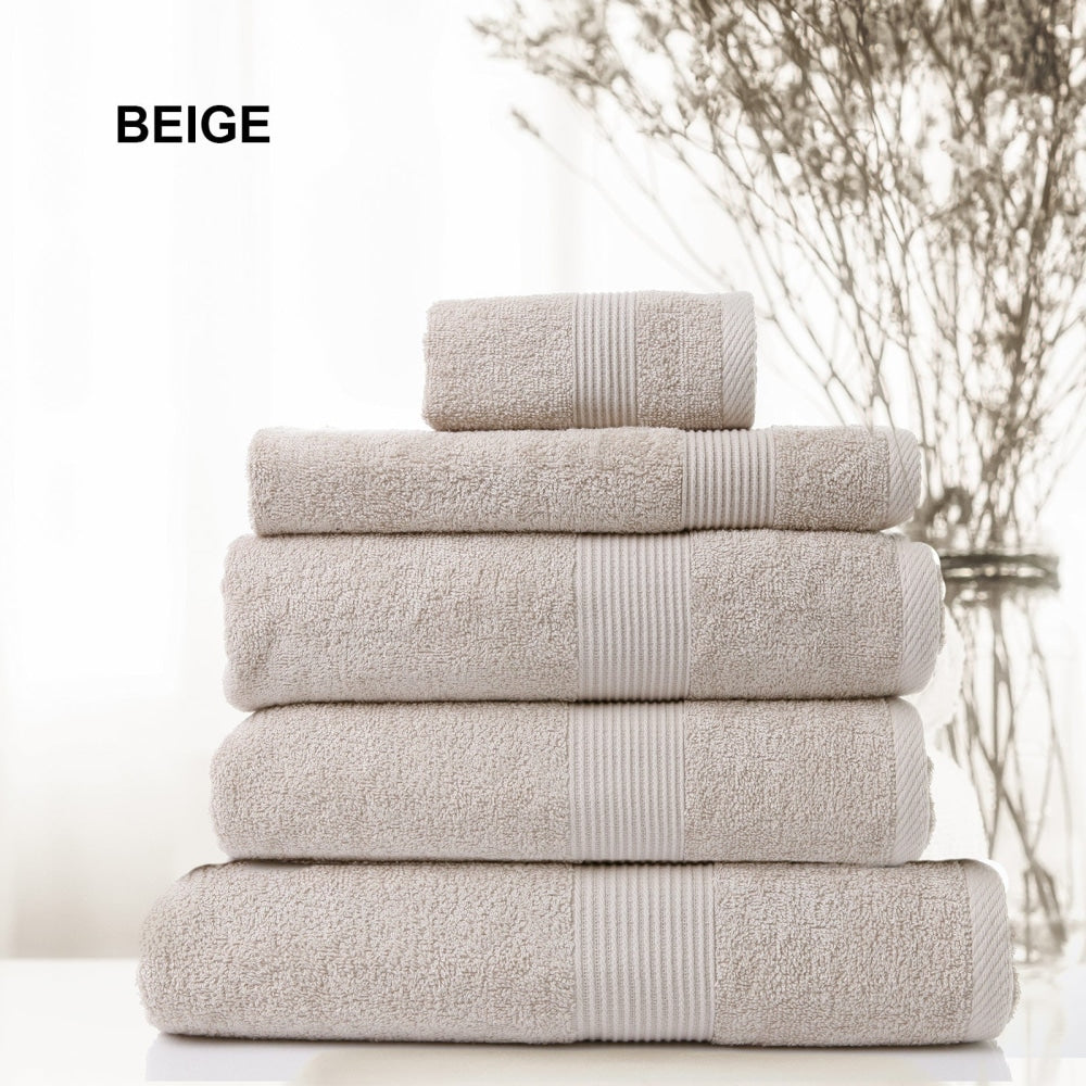 Royal Comfort Cotton Bamboo Towel 5pc Set - Beige Bed Sheet Fast shipping On sale