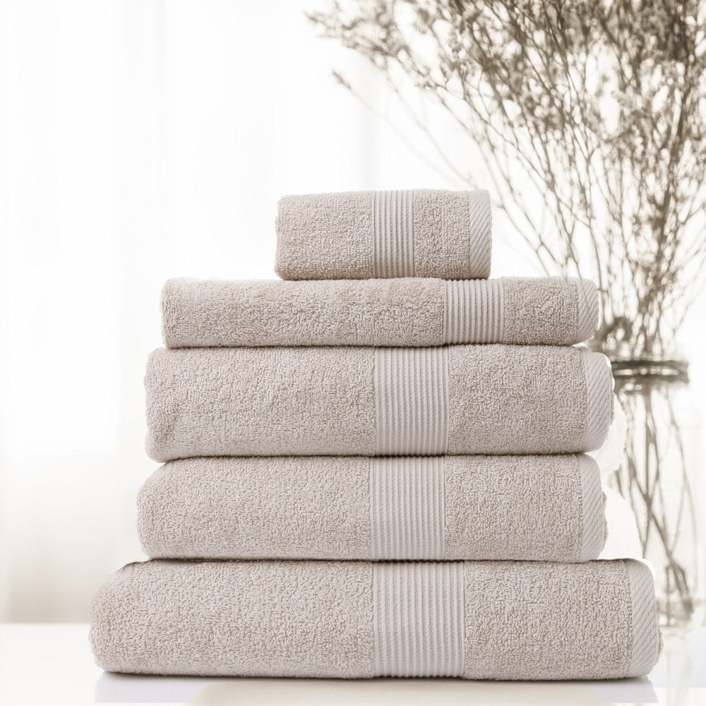 Royal Comfort Cotton Bamboo Towel 5pc Set - Beige Bed Sheet Fast shipping On sale