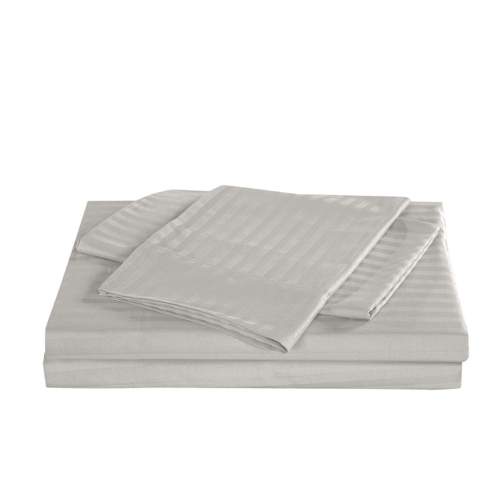 Royal Comfort Kensington 1200TC 100% Cotton Stripe Bed Sheet Set - Double Grey Fast shipping On sale