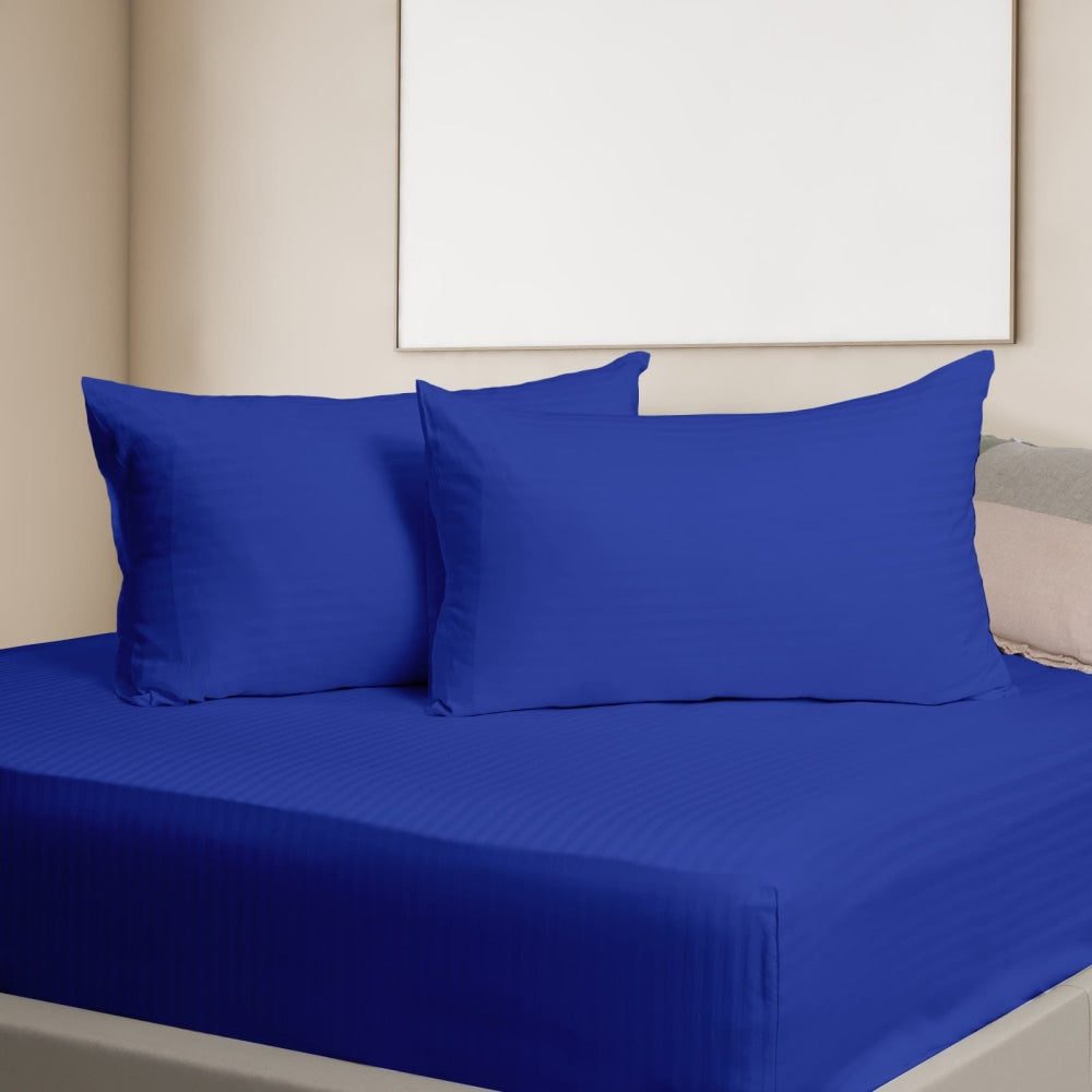 Royal Comfort Kensington 1200TC 100% Cotton Stripe Bed Sheet Set - Double Indigo Fast shipping On sale