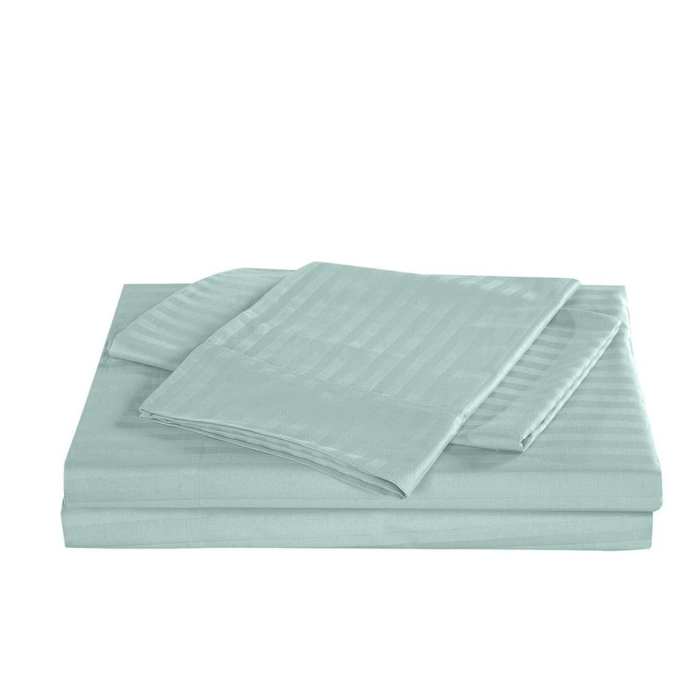 Royal Comfort Kensington 1200TC 100% Cotton Stripe Bed Sheet Set - Queen Chambray Fast shipping On sale