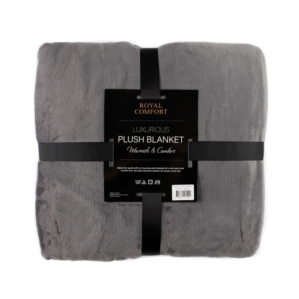 Royal Comfort Plush Dark Grey Blanket Fast shipping On sale