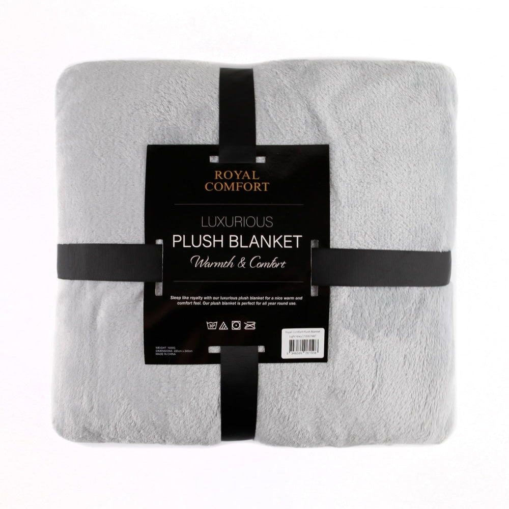 Royal Comfort Plush Light Grey Blanket Fast shipping On sale