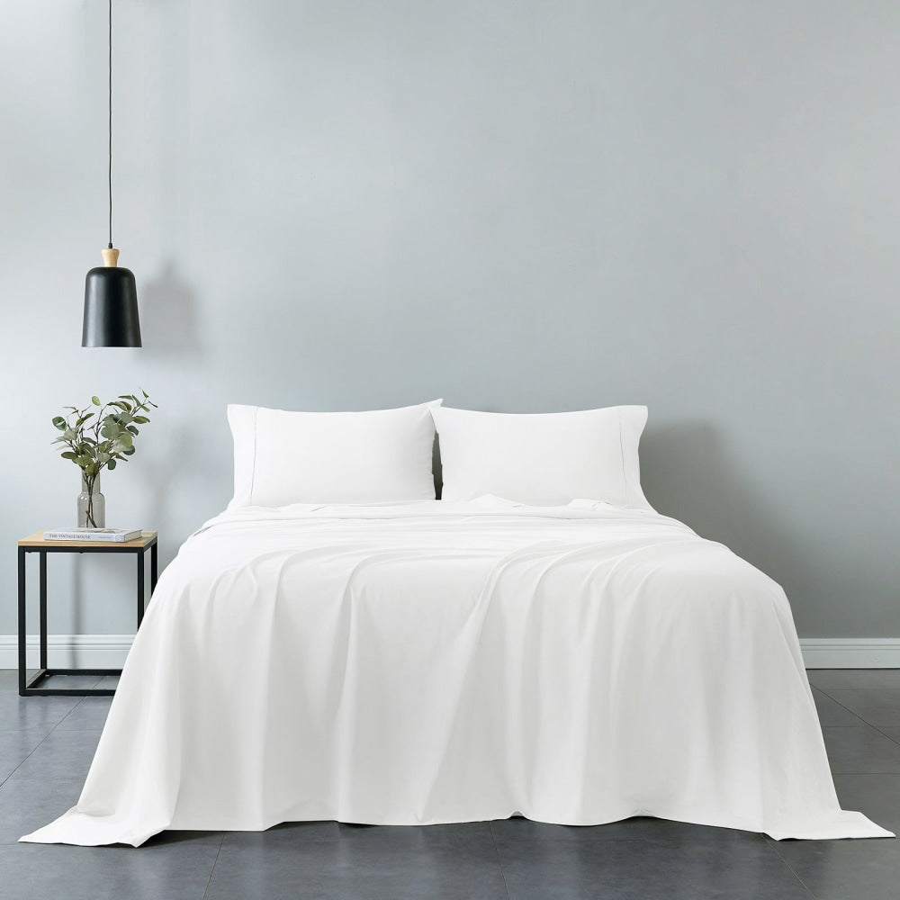 Royal Comfort Vintage Washed 100 % Cotton Sheet Set Double - White Bed Fast shipping On sale