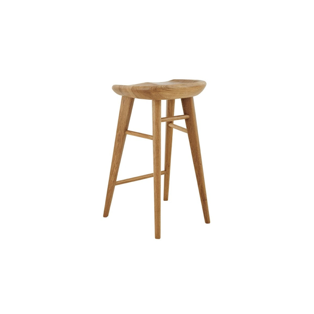 Saddle Wooden Kitchen Counter Bar Stool 65cm - Oak Fast shipping On sale
