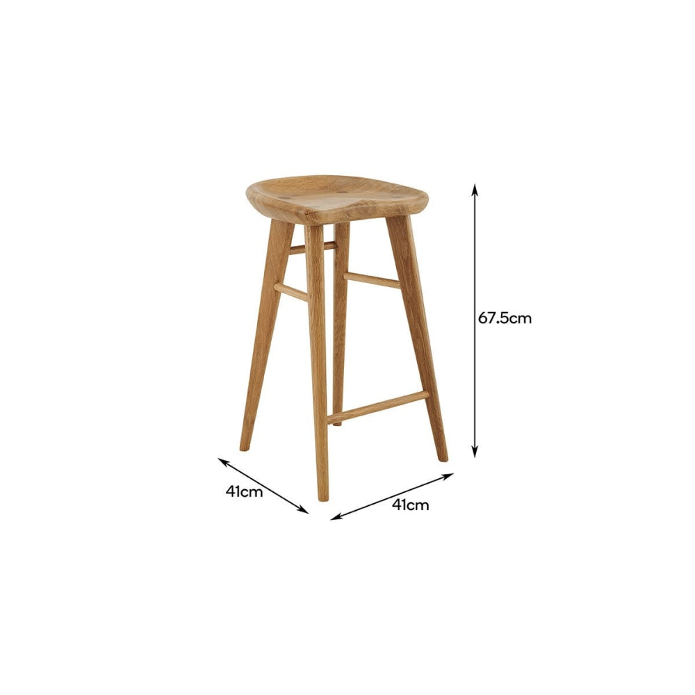 Saddle Wooden Kitchen Counter Bar Stool 65cm - Oak Fast shipping On sale