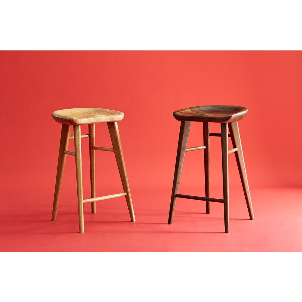 Saddle Wooden Kitchen Counter Bar Stool 65cm - Walnut Fast shipping On sale