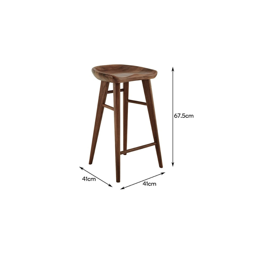 Saddle Wooden Kitchen Counter Bar Stool 65cm - Walnut Fast shipping On sale