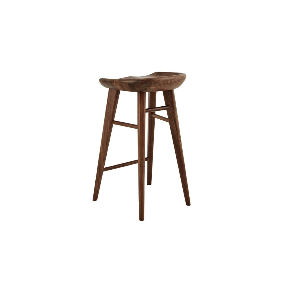 Saddle Wooden Kitchen Counter Bar Stool 65cm - Walnut Fast shipping On sale