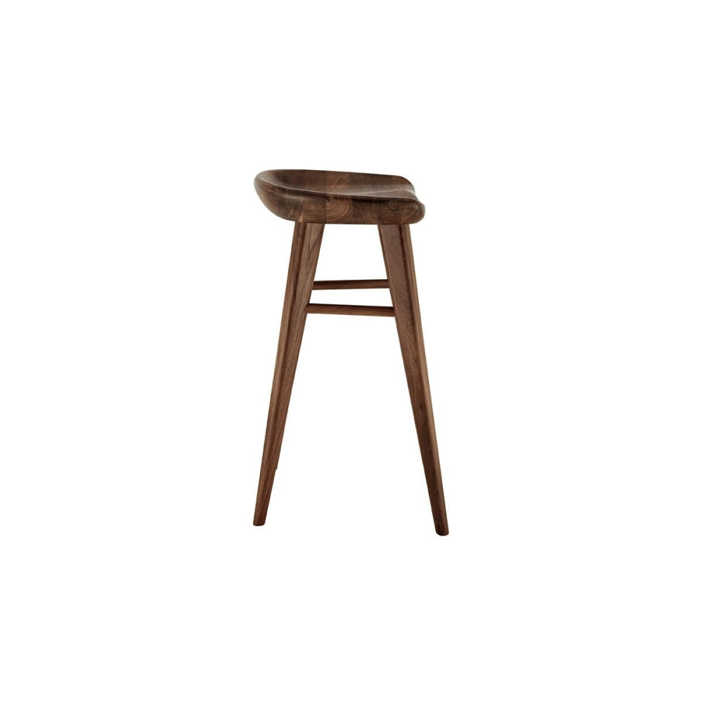 Saddle Wooden Kitchen Counter Bar Stool 65cm - Walnut Fast shipping On sale