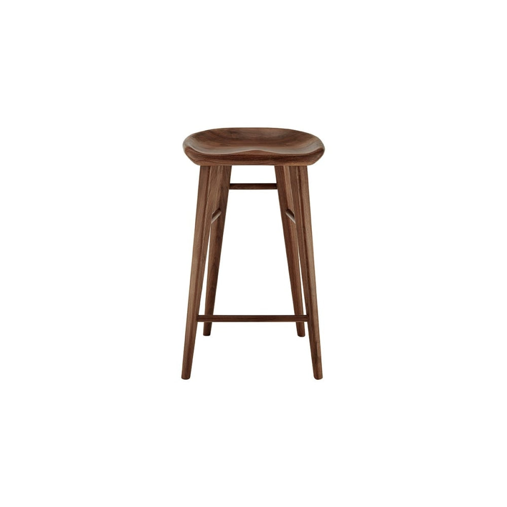 Saddle Wooden Kitchen Counter Bar Stool 65cm - Walnut Fast shipping On sale