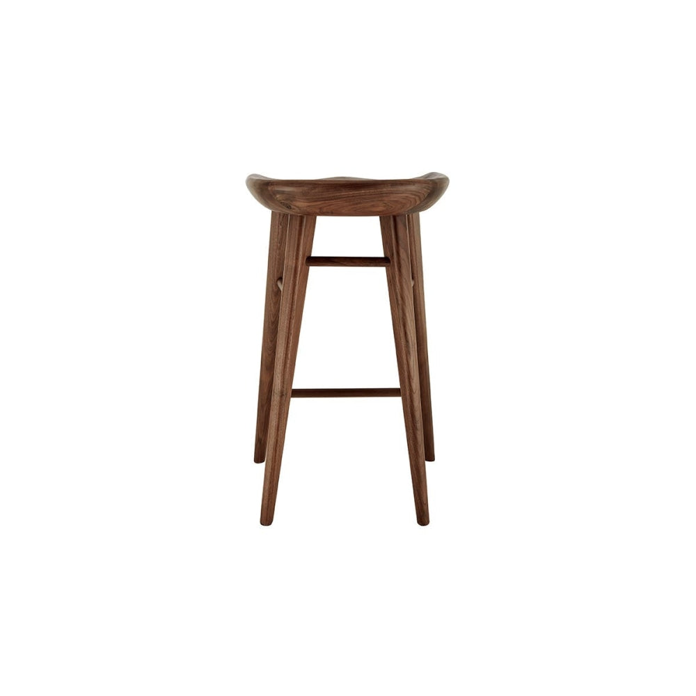 Saddle Wooden Kitchen Counter Bar Stool 65cm - Walnut Fast shipping On sale