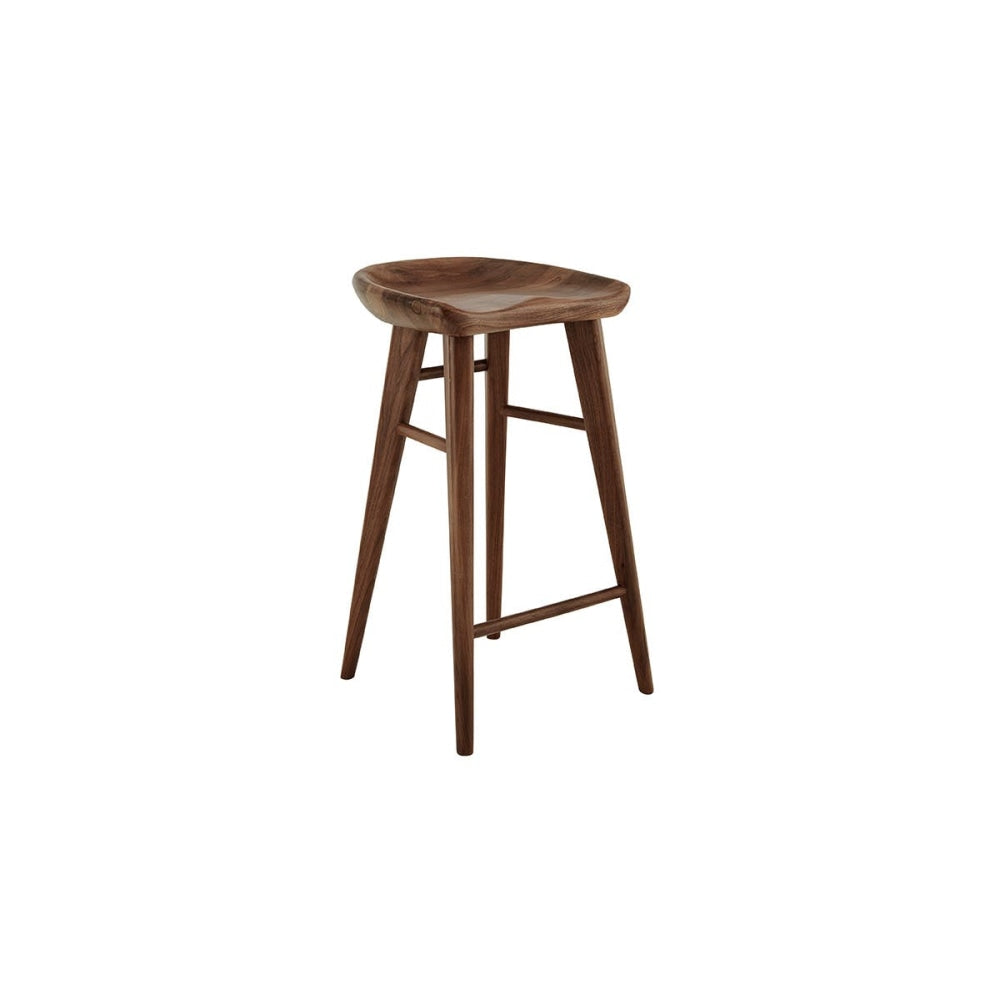 Saddle Wooden Kitchen Counter Bar Stool 65cm - Walnut Fast shipping On sale