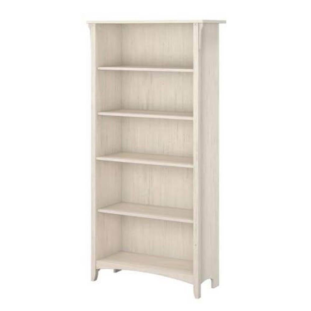 Salinas Stockton 5 Shelf Bookcase Display Storage Cabinet - Antique White Fast shipping On sale