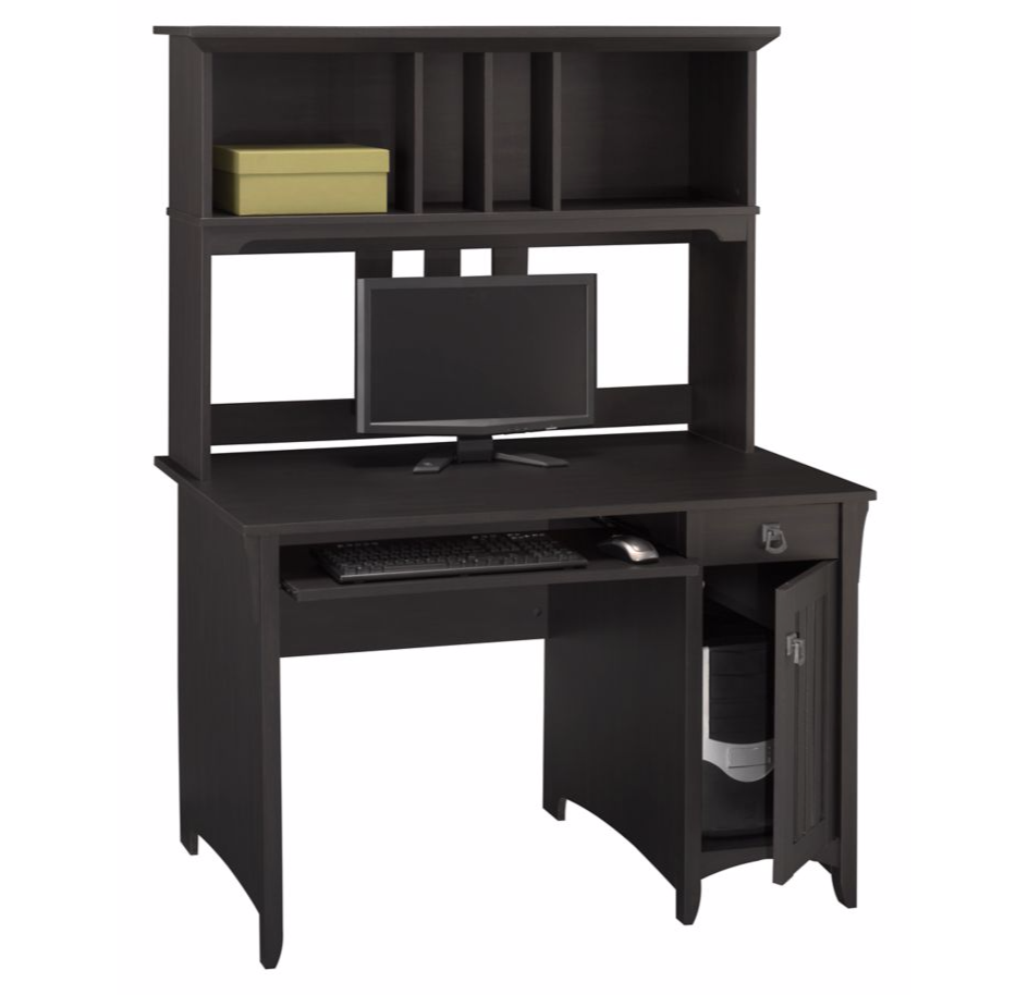 Salinas Study Computer Office Task Desk With Hutch - 120cm Vintage Black Fast shipping On sale