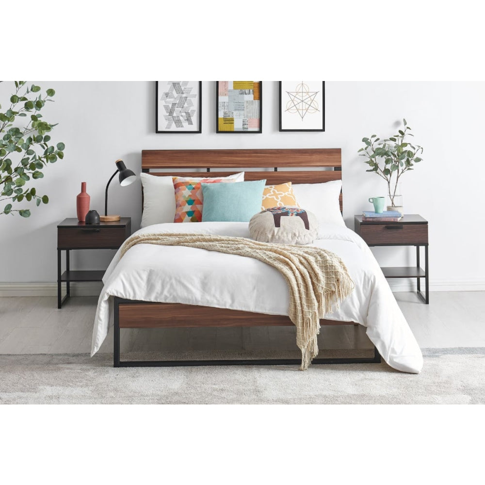 San Antonio Bed Frame - Walnut Double Fast shipping On sale