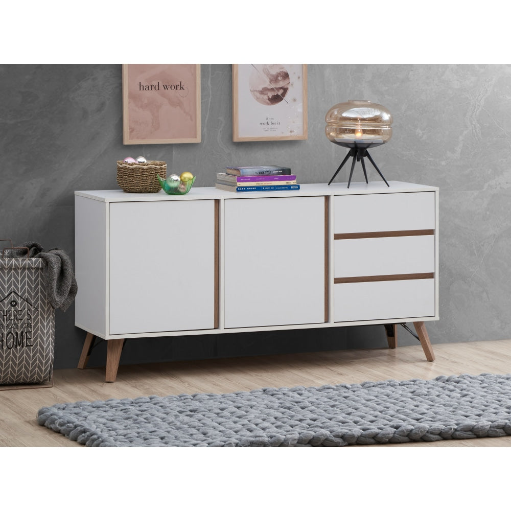 Sanford Buffet Unit Sideboard Storage Cabient W/ 2-Doors 3-Drawers - White/Oak & Fast shipping On sale