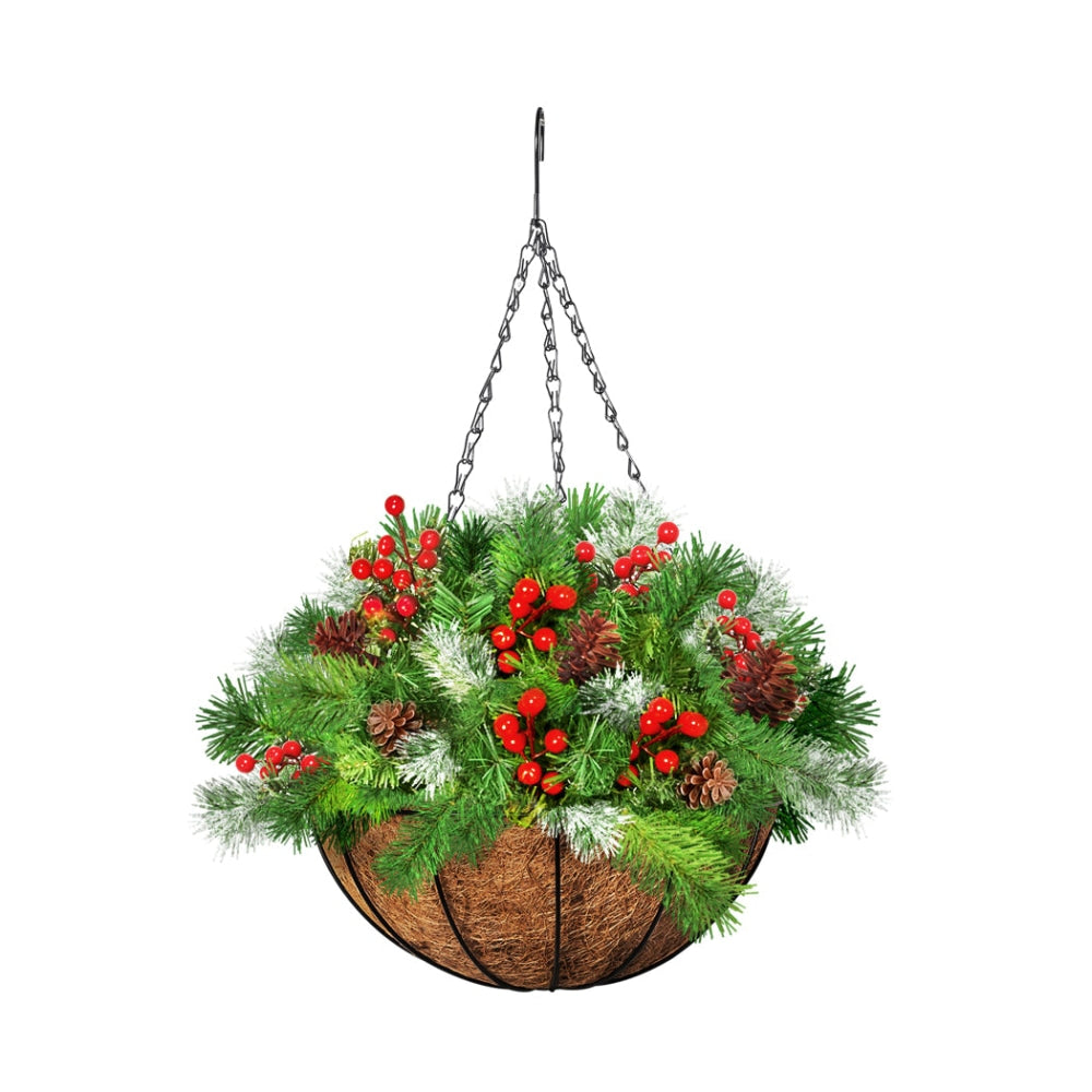 Santaco Christmas Hanging Basket Ornaments LED Lights Home Garden Decor 30cm Fast shipping On sale