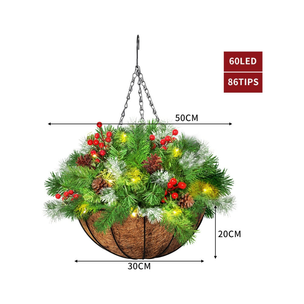 Santaco Christmas Hanging Basket Ornaments LED Lights Home Garden Decor 30cm Fast shipping On sale