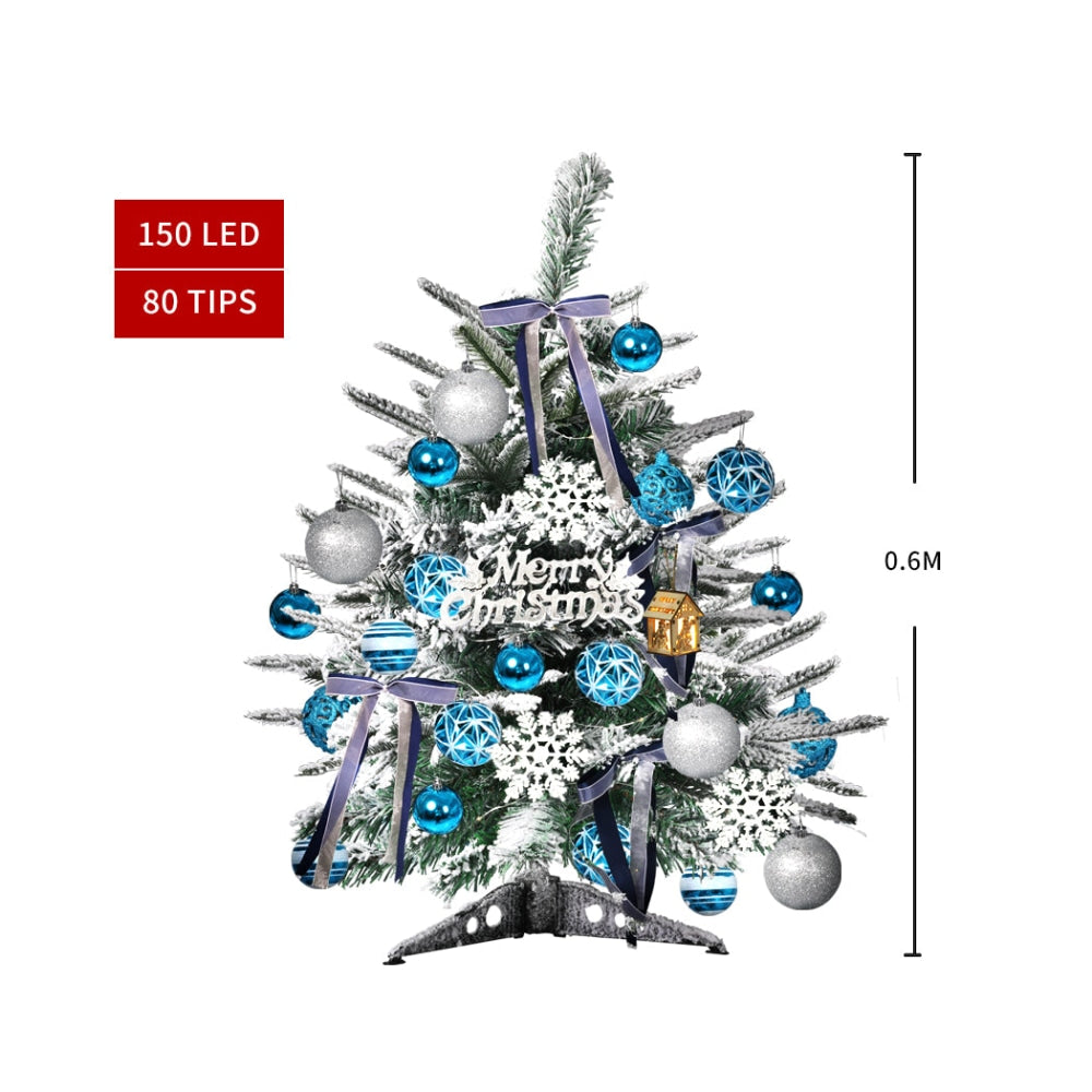 Santaco Christmas Tree 0.6M 2Ft Fairy Lights Snow Flocked Xmas Ornaments Decor Fast shipping On sale