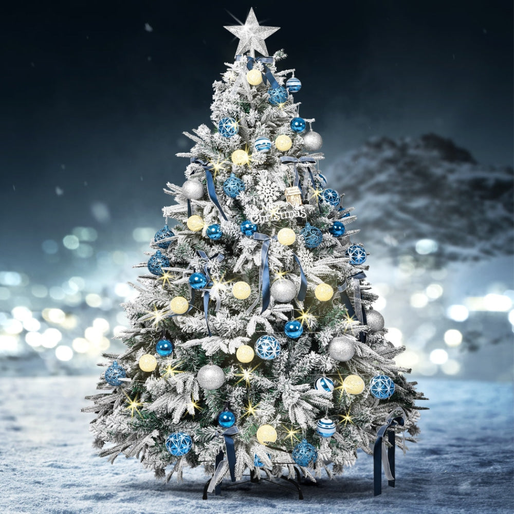 Santaco Christmas Tree 1.8M 6Ft Fairy Lights Snow Flocked Xmas Ornaments Decor Fast shipping On sale