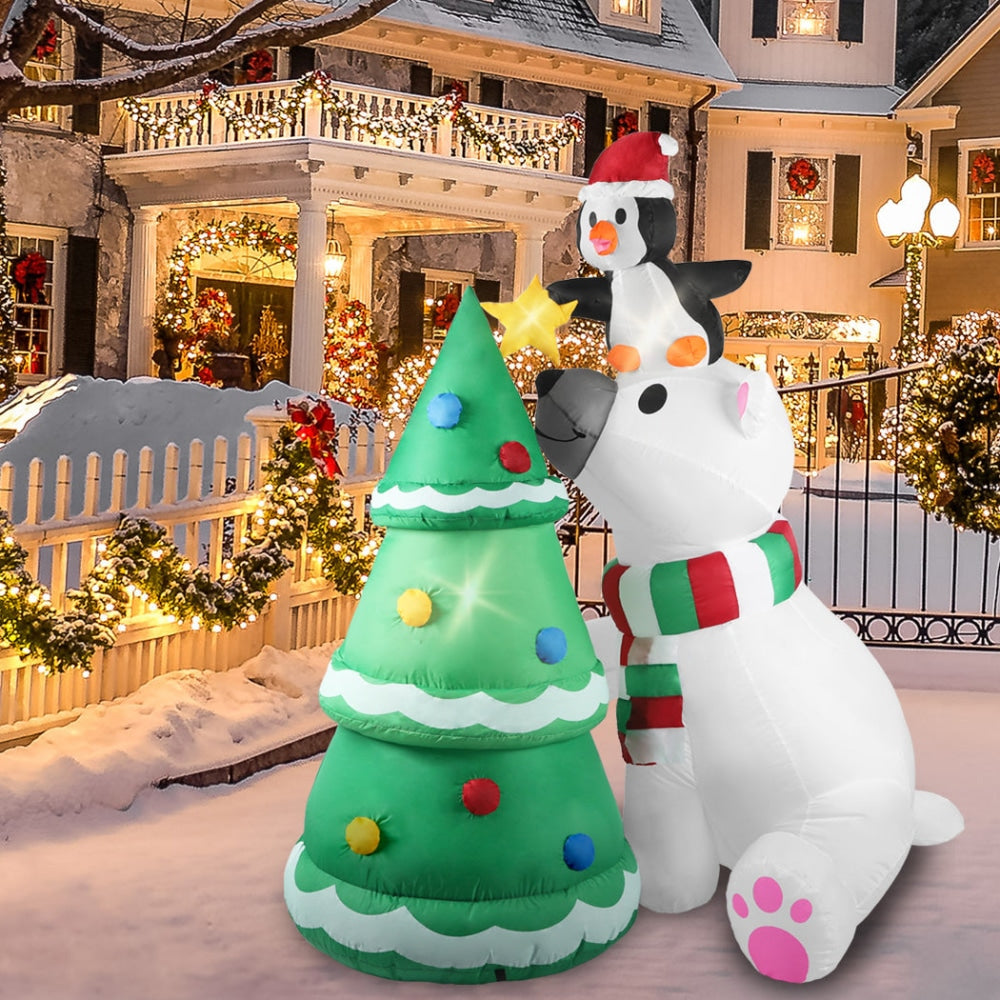 Santaco Inflatable Christmas Decor Polar Bear Tree 1.8M LED Lights Xmas Party Fast shipping On sale