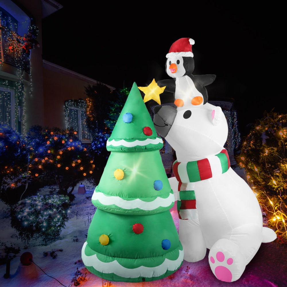 Santaco Inflatable Christmas Decor Polar Bear Tree 1.8M LED Lights Xmas Party Fast shipping On sale