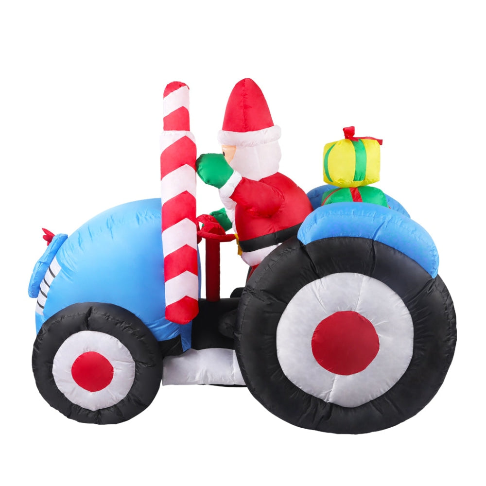 Santaco Inflatable Christmas Decor Tractor Santa 1.4M LED Lights Xmas Party Fast shipping On sale