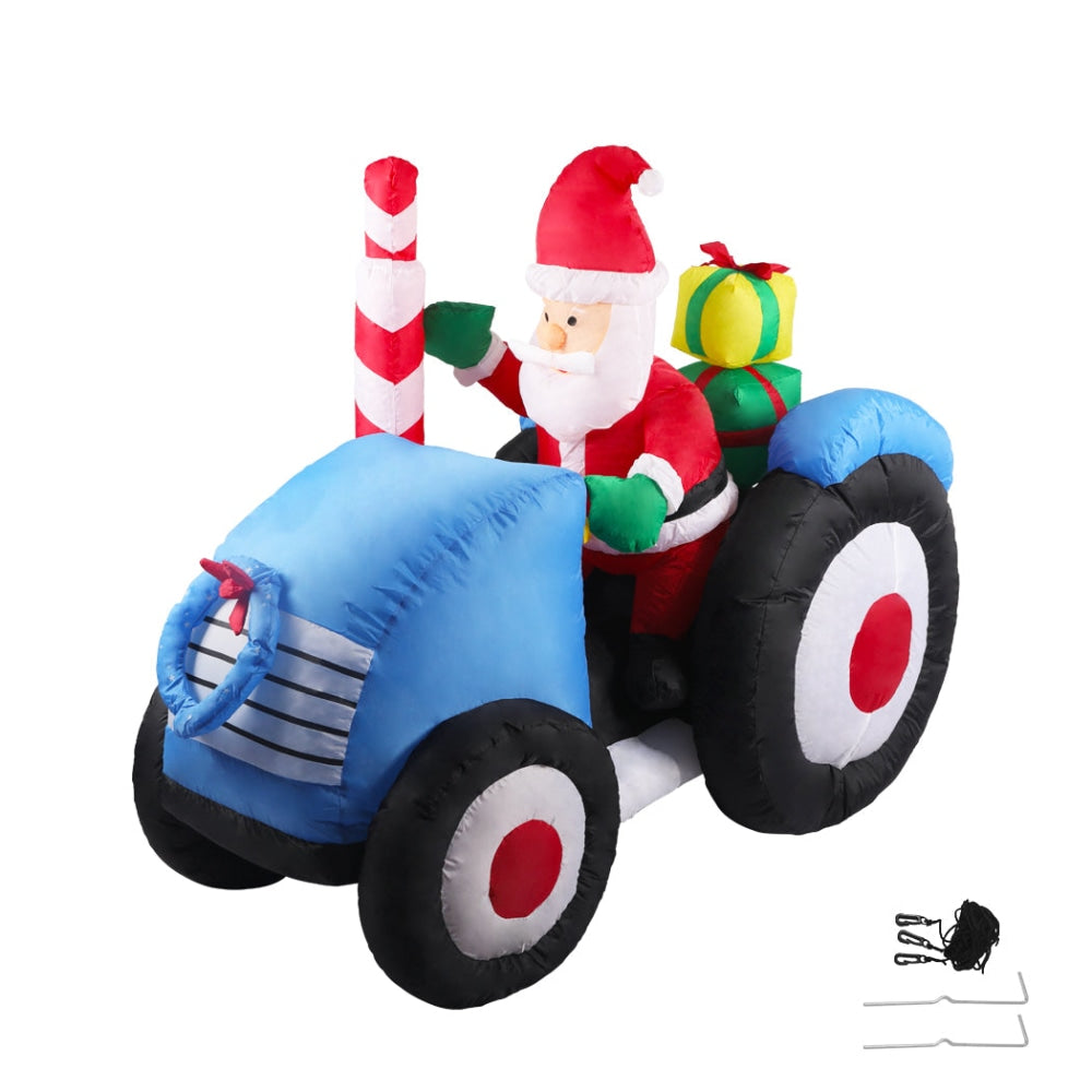 Santaco Inflatable Christmas Decor Tractor Santa 1.4M LED Lights Xmas Party Fast shipping On sale