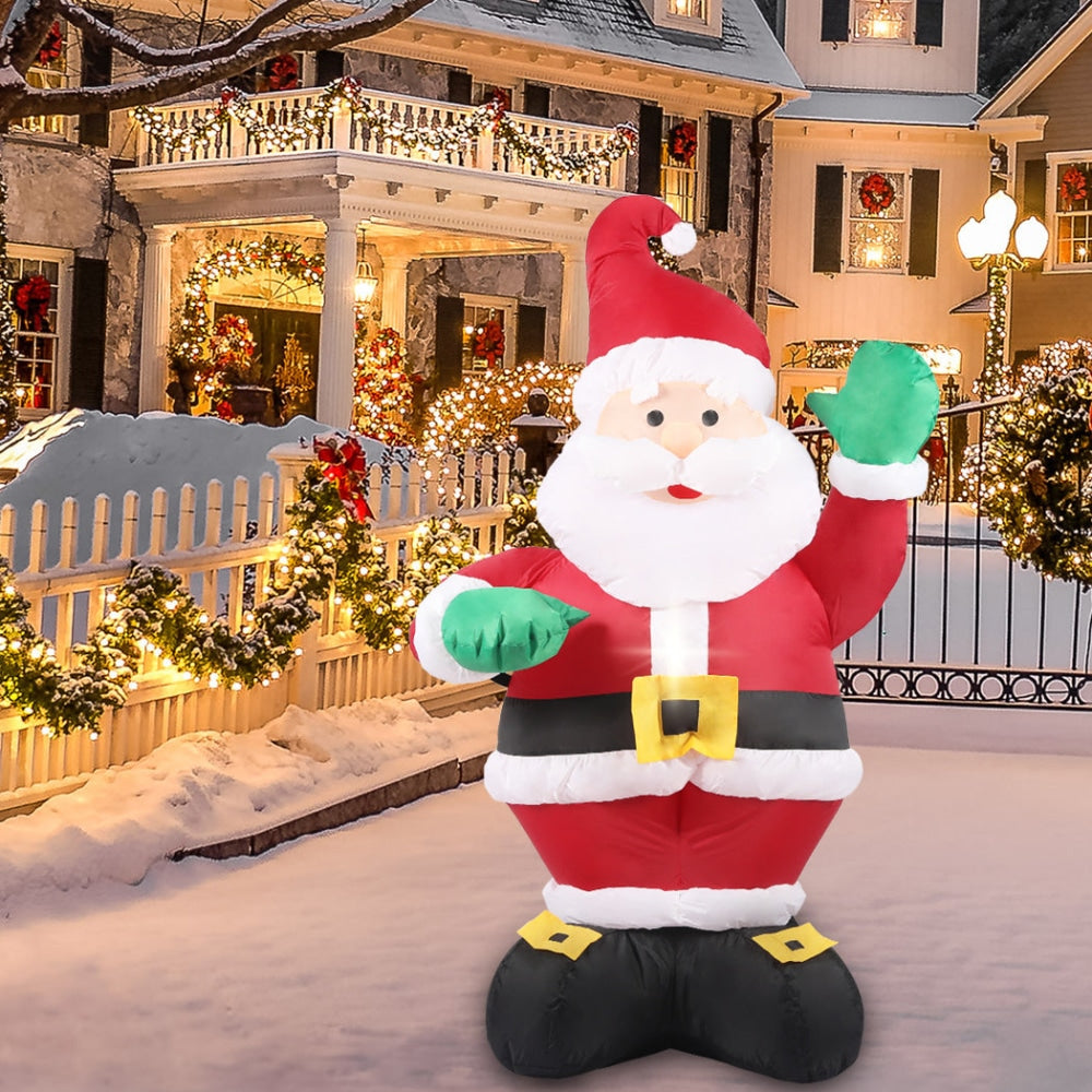 Santaco Inflatable Christmas Decor Waving Santa 1.35M LED Lights Xmas Party Fast shipping On sale