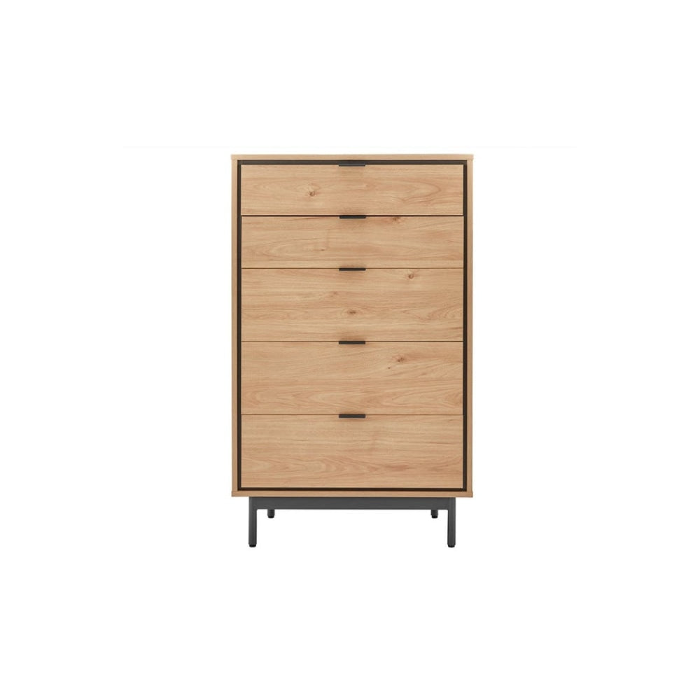 Santos Japanese Inspired Chest of-5 Drawers Tallboy Storage Cabinet - Oak Of Fast shipping On sale