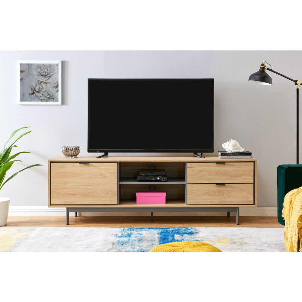 Santos Lowline Entertainment Unit TV Stand Storage Cabinet 180cm - Oak Fast shipping On sale