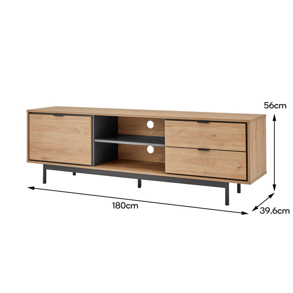 Santos Lowline Entertainment Unit TV Stand Storage Cabinet 180cm - Oak Fast shipping On sale