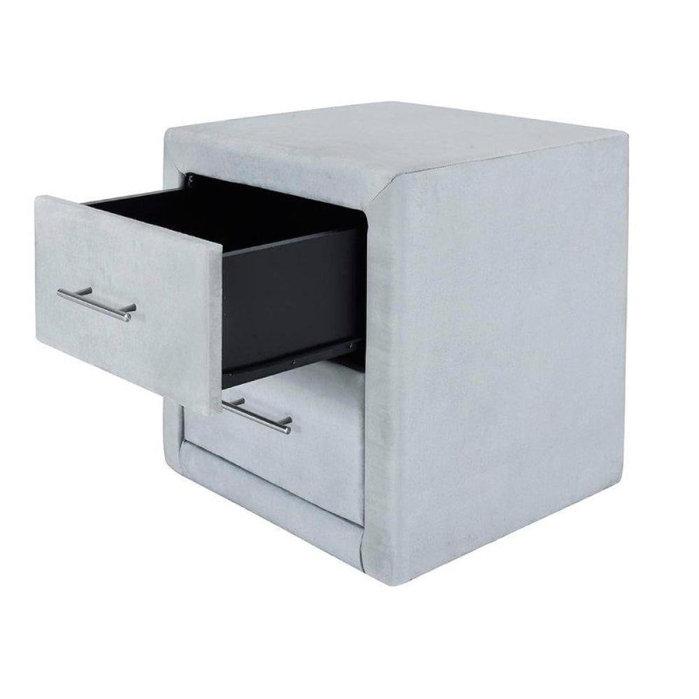 Modern Velvet Fabric 2 - Drawers Nightstand Bedside Side Table - Grey Fast shipping On sale