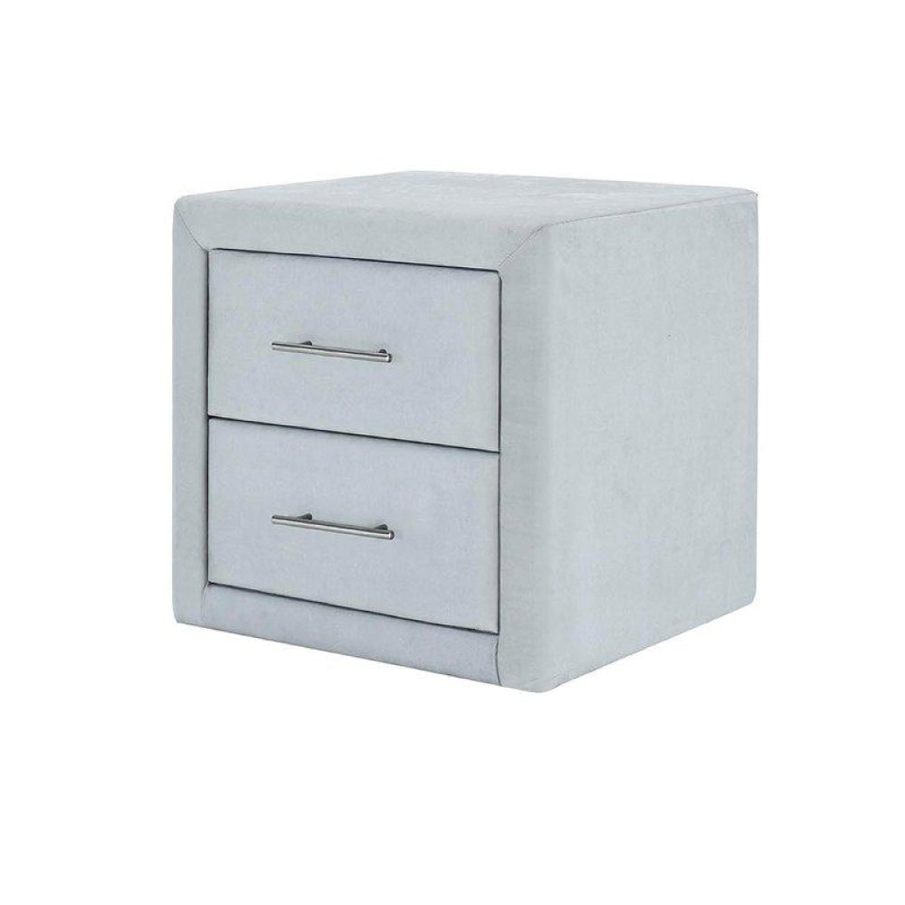 Modern Velvet Fabric 2 - Drawers Nightstand Bedside Side Table - Grey Fast shipping On sale