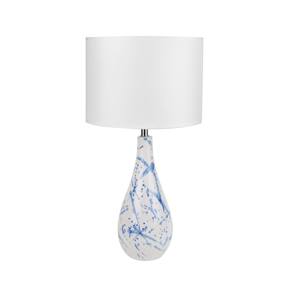 Sarin Minimalist Blue Ceramic Table Lamp Light White Shade Fast shipping On sale