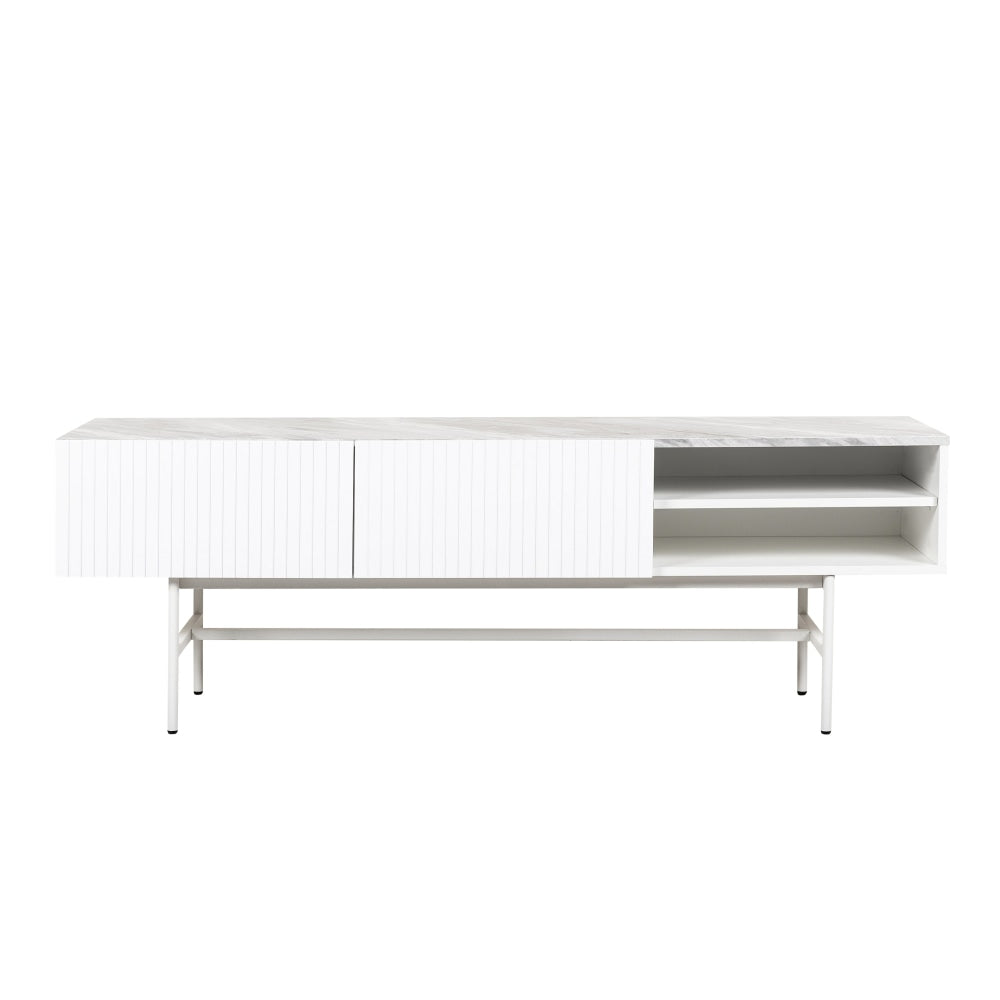 Scarlett Faux Marble Look TV Stand Entertainment Unit 160cm - White Fast shipping On sale