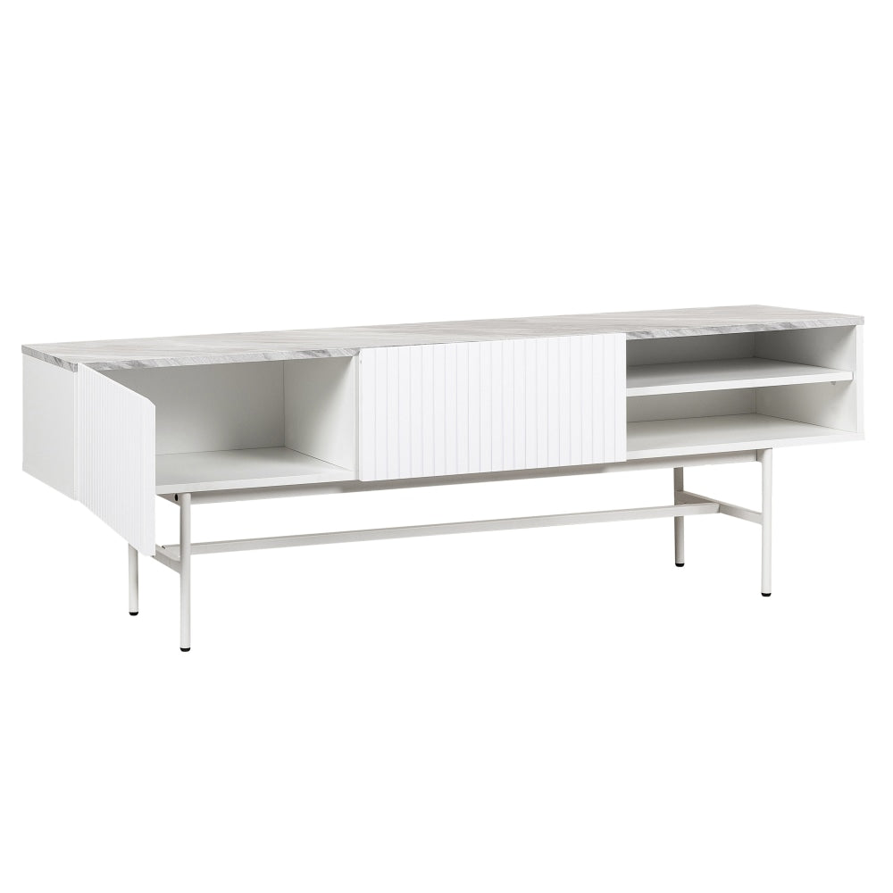 Scarlett Faux Marble Look TV Stand Entertainment Unit 160cm - White Fast shipping On sale