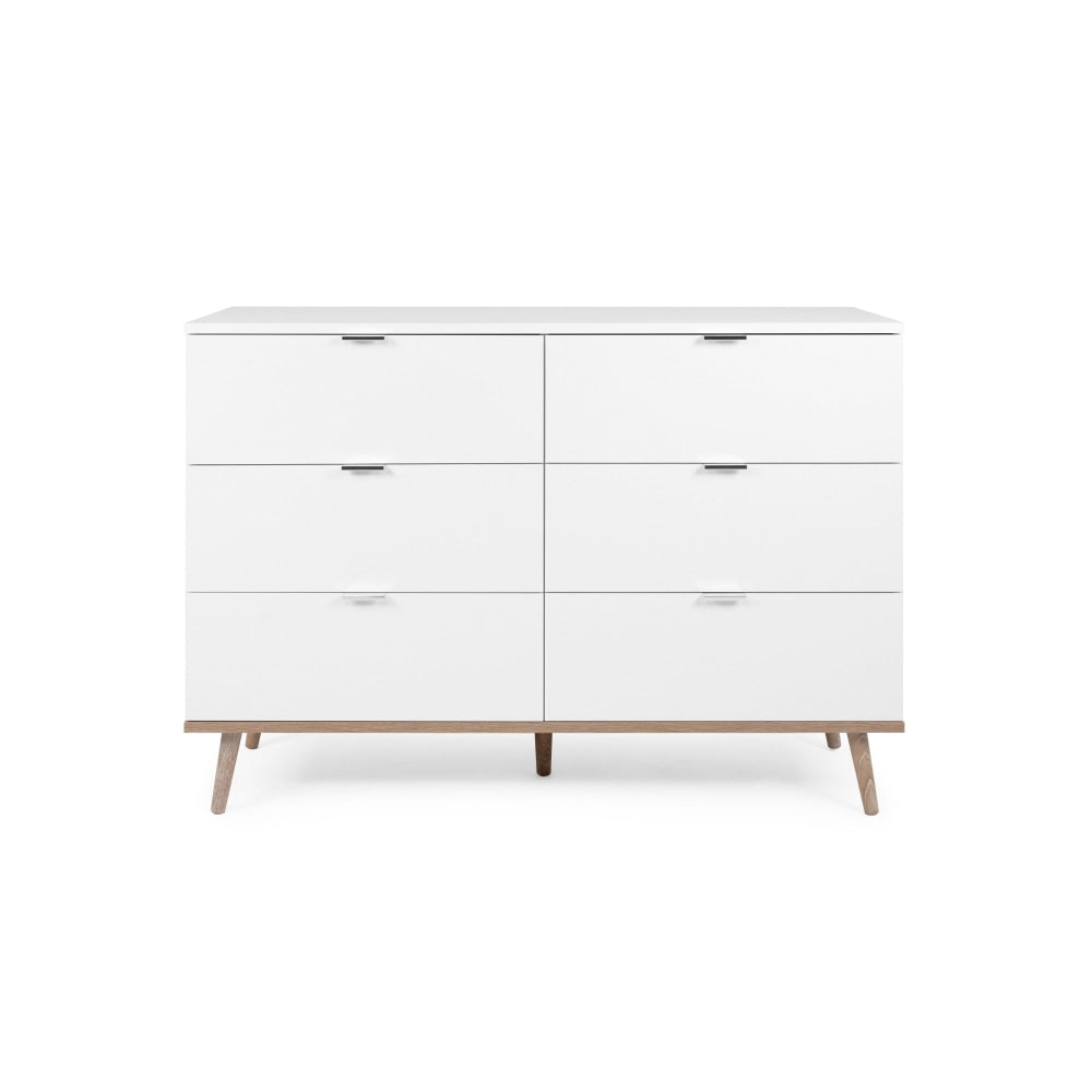 Sean Chest Of 6-Drawers Dresser Storage Cabinet - White/Oak Drawers Fast shipping On sale