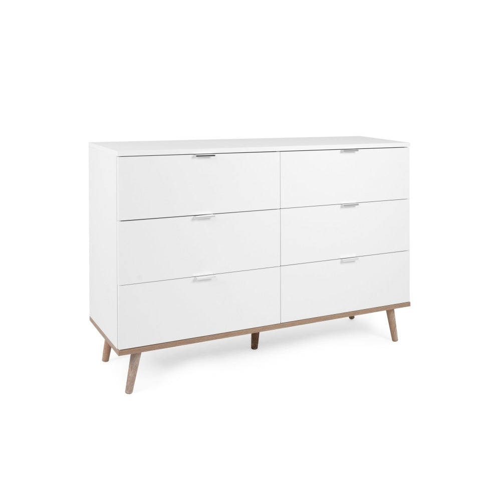 Sean Chest Of 6-Drawers Dresser Storage Cabinet - White/Oak Drawers Fast shipping On sale