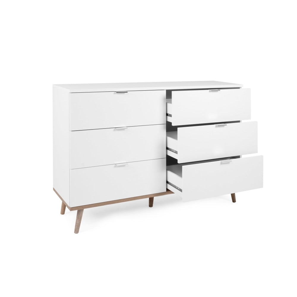 Sean Chest Of 6-Drawers Dresser Storage Cabinet - White/Oak Drawers Fast shipping On sale