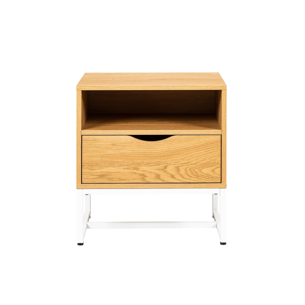 Seashore Open Shelf Bedside Nightstand Side Table W/ 1-Drawer - Oak Fast shipping On sale